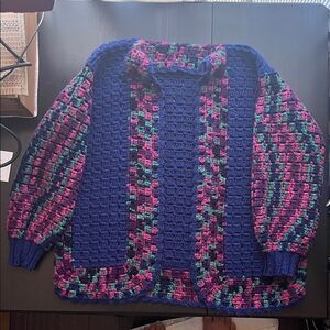 HANDMADE Bubble Sleeve Vintage Cardigan Grandpa Core Sweater S/M/L